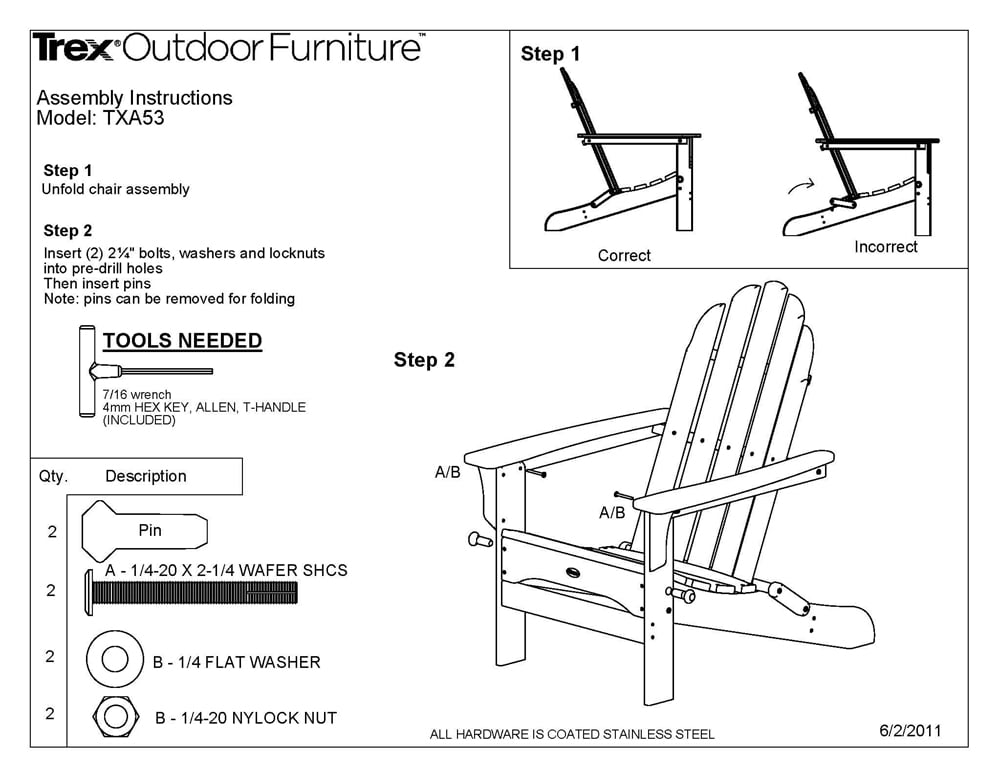 Trex® TXA53 Cape Cod Folding Adirondack Chair: POLYWOOD Furniture