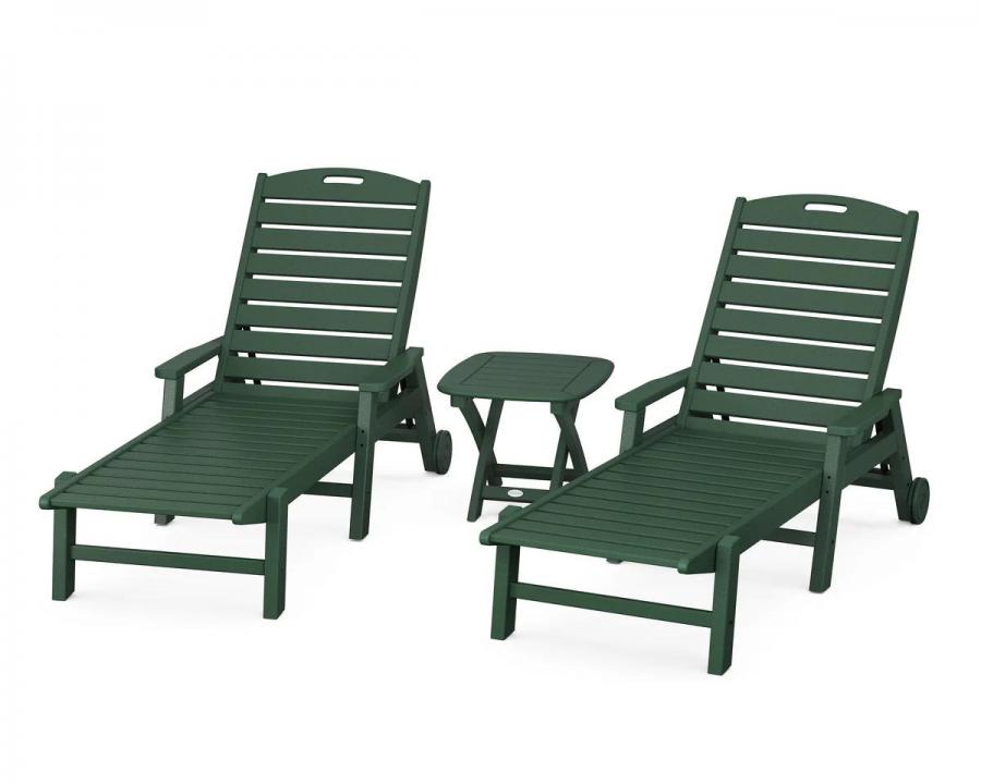 POLYWOOD® 3 Piece Nautical Chaise Lounge Set