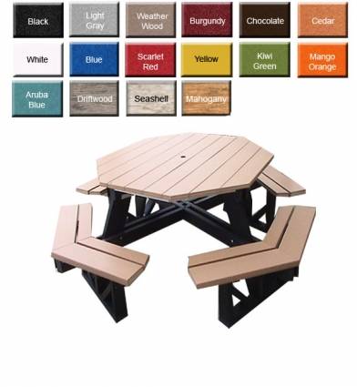 Furniture Barn USA Poly Childrens Outdoor Octagon Picnic Table Amish Made 