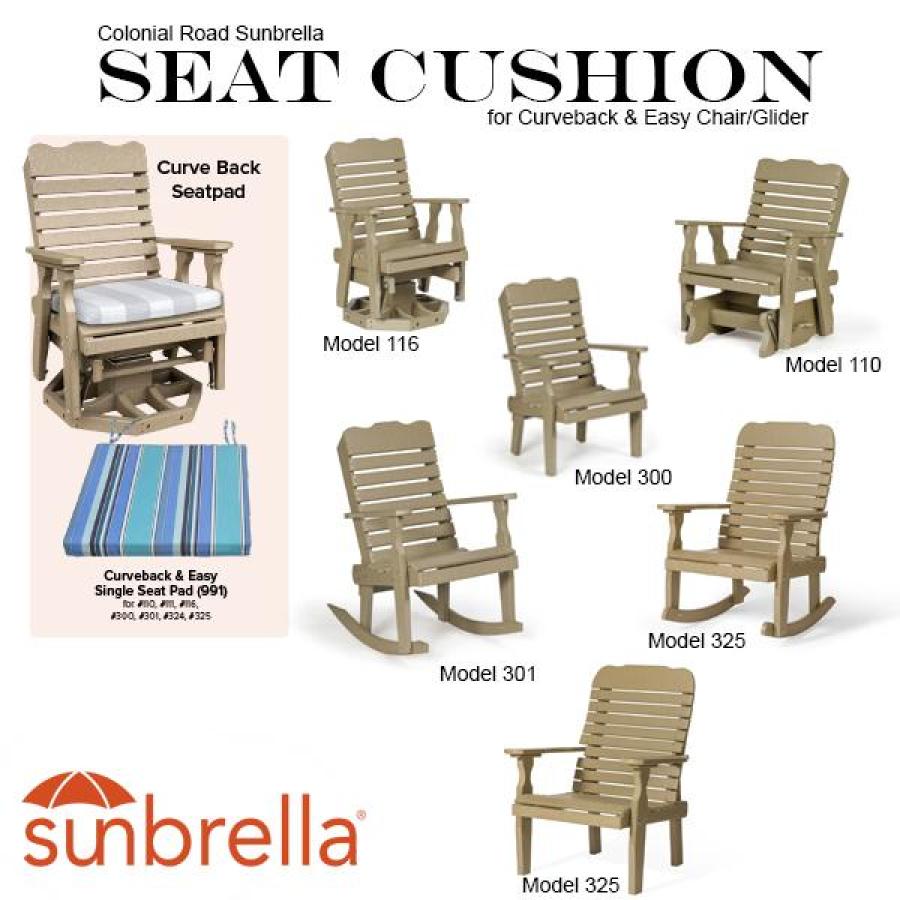 Colonial Road Furniture Curveback & Easy Chair Seat Cushion