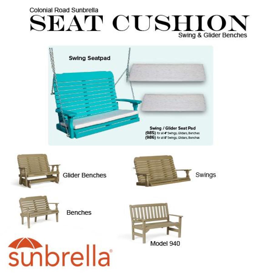 Colonial Road Furniture BENCH-SWING Seat Cushion