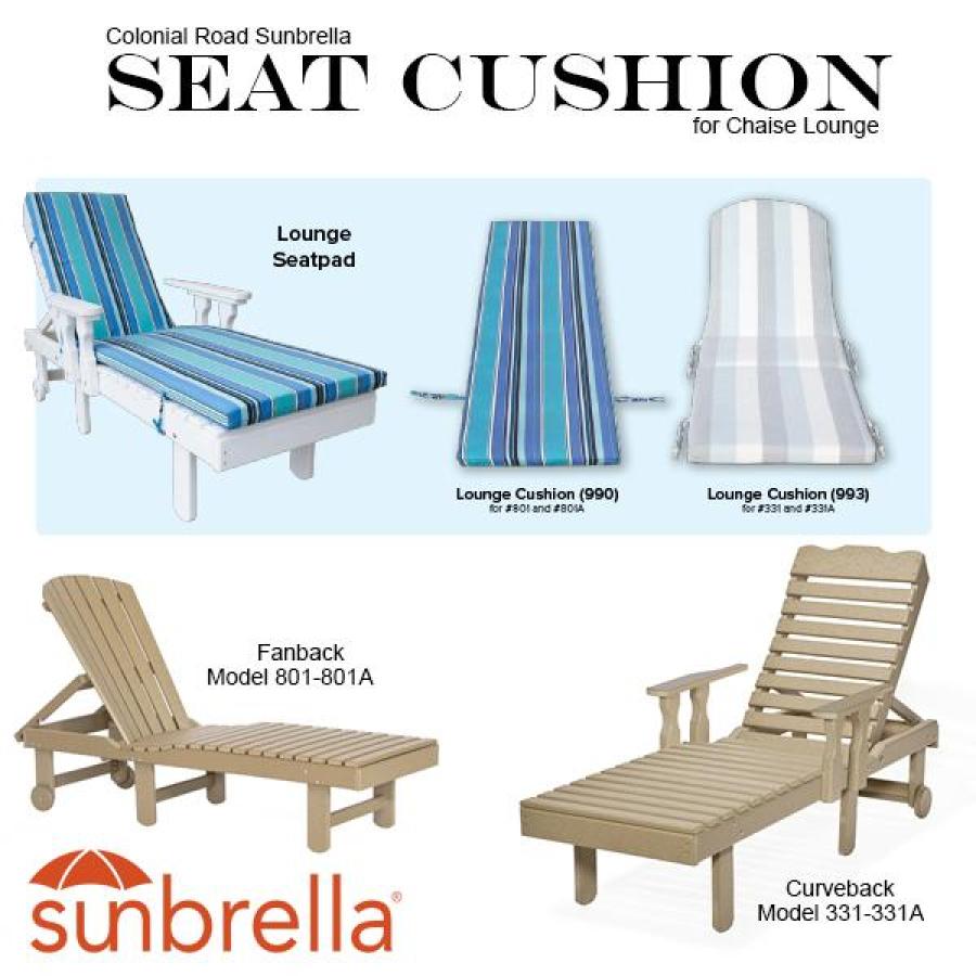 Colonial Road Furniture Chaise Lounge Seat Cushion