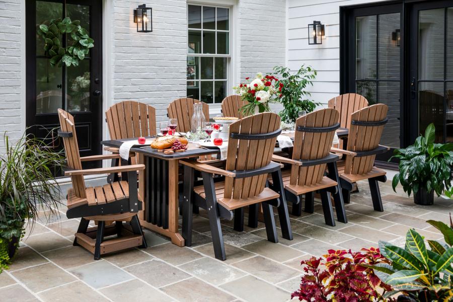 Colonial Road Furniture 9 Piece Fanback Swivel Dining Set