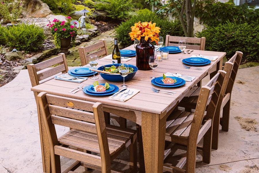 Luxury Poly Furniture 7 Piece Island Rectangular Dining Set