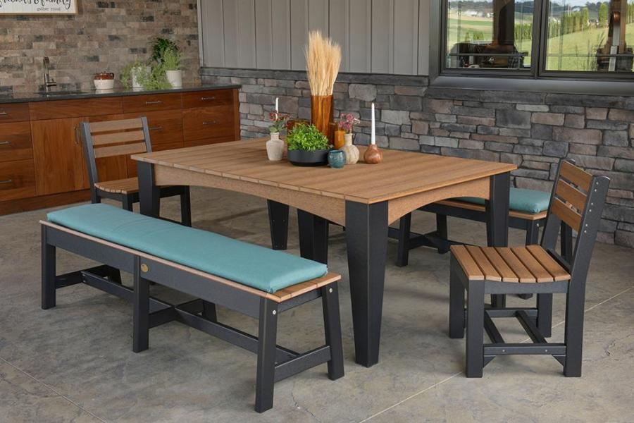 Luxury Poly Furniture 5 Piece Island Rectangular Dining Set