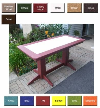 Amish PolyCraft Rectangular Pedestal Bar Table