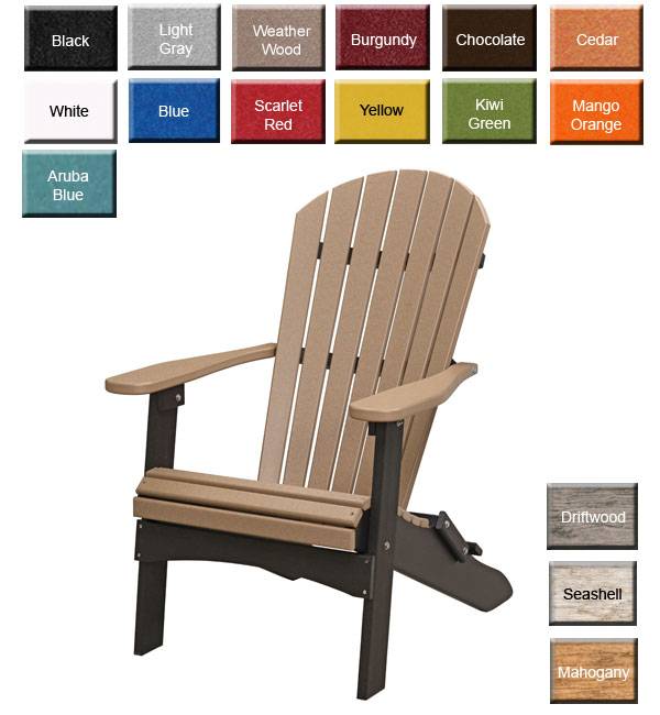 Amish Gardens Comfo Back Folding Adirondack Chair - Amish Made Poly Outdoor Furniture