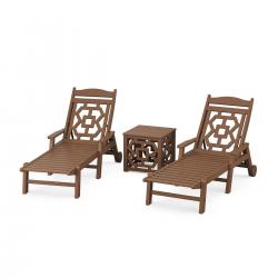 POLYWOOD® 3 Piece Chinoiserie Chaise Lounge Set