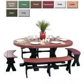 Luxury Poly Furniture 5 Piece Oval Dining Table & Bench Set