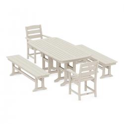 Polywood 5 - Piece Lakeside Dining Set with Benches