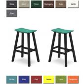 Set of Two POLYWOOD® Two-Tone Contemporary Counter Height Saddle Stools